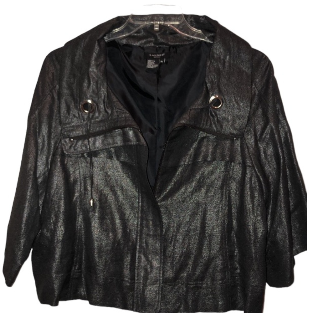 Sandro Sportswear  size XL black very dark metallic gray jacket with 3/4 sleeve - Picture 2 of 16